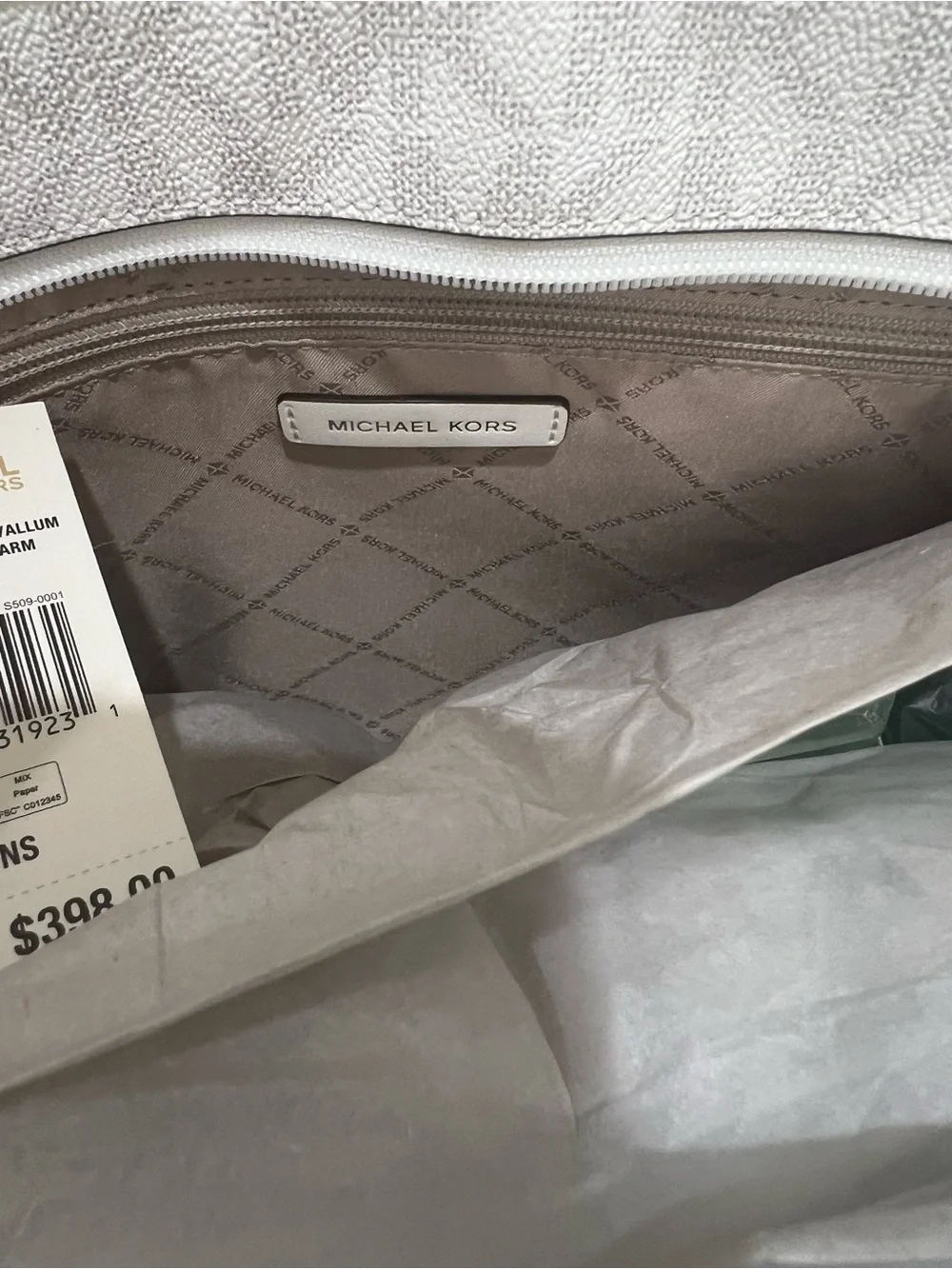 Michael Kors Jet Set Opt/Allum Tote Shoulder Handbag Logo Hang Charm NEW!